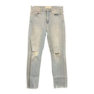 Just Black Denim Made in the USA Straight Leg Raw Hem Light Wash Jeans Size 27